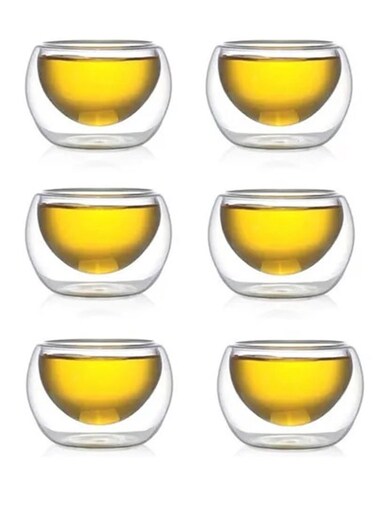 6-Pieceb Double Wall Insulated Glass Set Clear 5x5.5cm