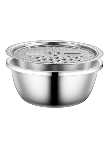 Stainless Steel Grater Basin Washing Bowl Set Silver 29.00*11.00*29.00cm