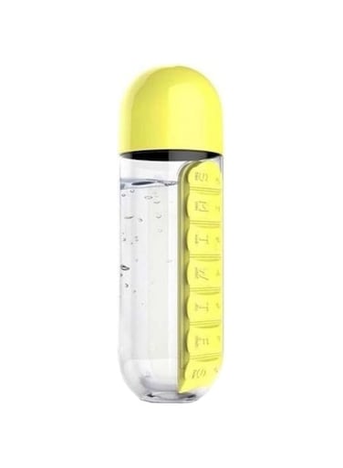 Dubai Gallery Water Bottle With Pill Organiser Yellow/Clear