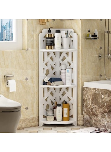 Bathroom Corner Stand White 21x80x21cm