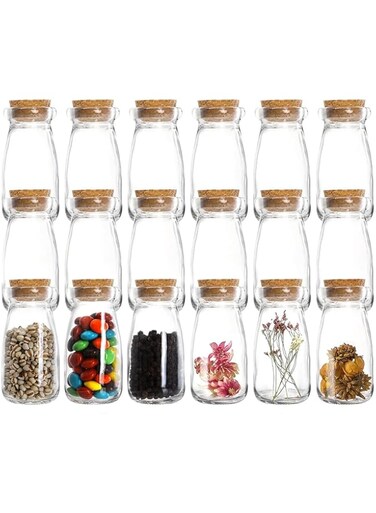 FUFU 20 Pcs Cork Stoppers Glass Bottles Yogurt Pudding Bottle Mini Mason Jar Small Glass Bottles With Cork Lid for Wedding Favors Wishing Bottles DIY Arts Crafts 100ml