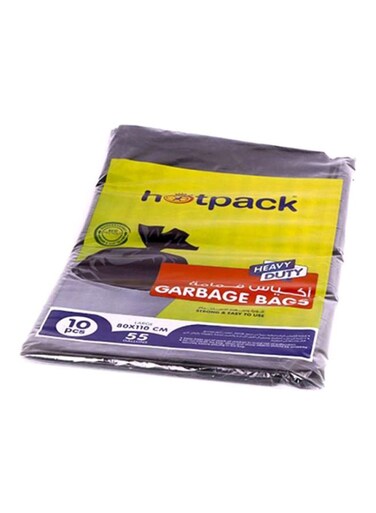 Disposable Strong &amp; Biodegradable Plastic Heavy Duty Black Garbage Bags 80x110cm, 10 Pieces Black 80x110cm