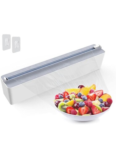 WinCheer Foil Plastic Wrap Dispenser with Slide Cutter, Reusable Aluminum Tin Foil and Cling Film Organizer with Magnetic Bottom, Adjustable Refillable Drawers Dispenser Storage Holder (Dispenser)