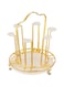 VIO&reg; Cup Drying Rack 6 Cup Drainer StNon Slip Mugs Cups Organizer with Wooden Handle Detachable Drip Tray Mug Tree for Kitchen Countertop Storage Organization GOLD