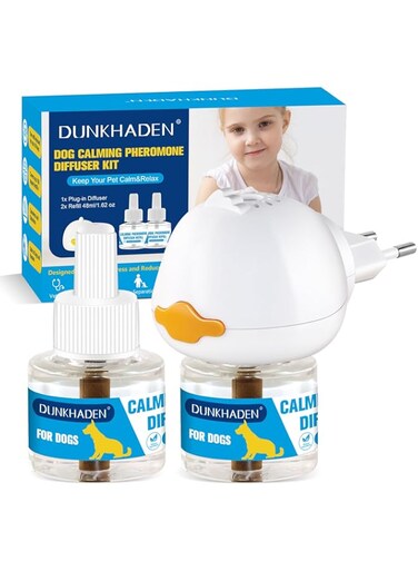 Dog Calming Pheromone Diffuser for Relief Anxiety, Reducing Barking, Attacks and Combating Stress &amp; 3 IN 1 Calming Diffuser for Dogs 48ML 2 Refills Fit All Dogs