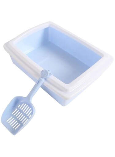 Coolbaby Enclosed Pet Toilet Box With Pan Scoop Blue/White