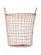 Handmade Pure Copper Wire Round Basket Extra Large With Handles Contemporary Finish