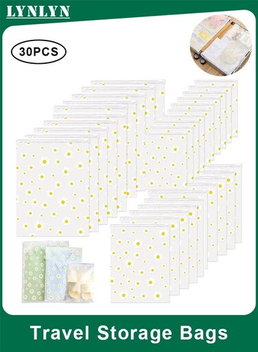30 PCS Travel Storage Bags, Clear Reusable Resealable Zipper Bags for Clothes and Shoes Waterproof Luggage Organizer Pouches 3 Sizes( 20x25cm, 35x45cm, 40x50cm)