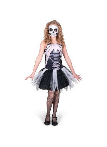 Mad Toys Trick or Treat Skeleton Cute Tutu Dress Spooky Theme Party Halloween Child Costumes, 11-12 Years