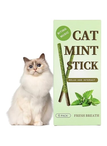 HZONGMINGZT 6 Pcs Silvervine Sticks for Cats Catnip Cat Chew Sticks - Natural Teething Toys for Cat Teeth Grinding &amp; Cleaning