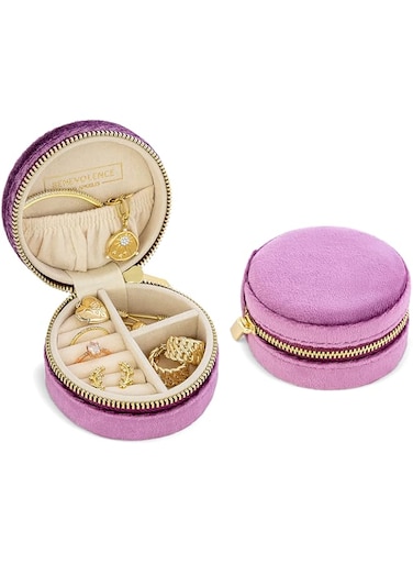 Plush Velvet Travel Jewelry Box Organizer, Travel Jewelry Case, Mini Jewelry Travel Case   Jewelry Travel Organizer, Travel Jewelry Organizer, Small Jewelry Box Travel, Jewelry Travel Box - Lilac