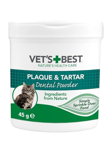 Vet's Best Natural Dental Powder for Cats   Clean Teeth and Fresh Breath - 45g
