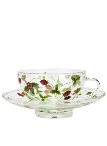 Borosilicate Heat Resistant Strawberry Cup &amp; Saucer (0.185L)