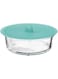 Food container with lid, round glass/silicone400 ml