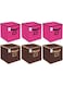 Kuber Industries Non Woven Foldable Storage Organiser Cubes/Boxes CTKTC35202 (Coffee, Pink, Small) - 6 Pieces