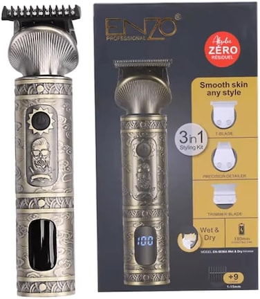 PrecisionWare Enzo EN-5063A -Professional Hair Clipper, Cordless Rechargeable Trimmer With Adjustable Blade, Precision Cutting, Multiple Guide Combs-Intl Version