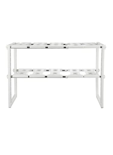 2 Tier Expandable Under Sink Storage Shelf Rack Adjustable Storage Shelving Unit Cabinet Organizer for Kitchen Bathroom Home