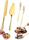 304 Stainless Steel Cake Cutting Set Gold Cake Knife Server with 2 Forks Professional Dessert Utensils for Weddings Anniversaries Eid Gatherings Dinner Parties Home Celebrations Cake Cheese Pie Pizza