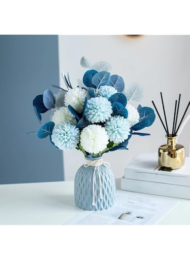 GHAKKE Artificial Flowers with Vases Artificial Hydrangea Flower Arrangements Home Garden Party Wedding Decor No vase included(Blue)