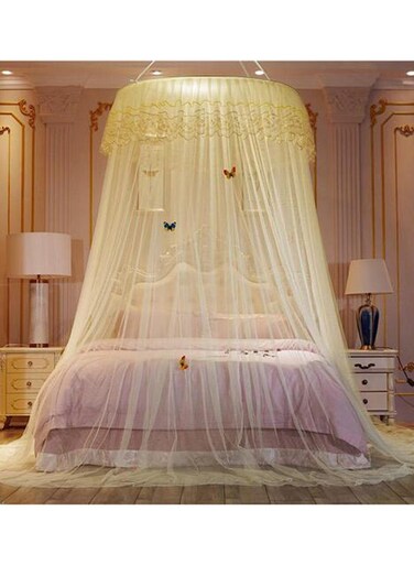 for Less Elegant Bed Canopy Net Polyester Cream 100centimeter