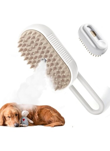 Arshany Cat Steam Brush, 3 In 1 Cat Hair Brush with Steamer Multifunctional Spray Grooming Brush Self Cleaning Steam Cats Comb for Removing Tangled and Fluffy Hair, Steamy Pet Brush for Massage