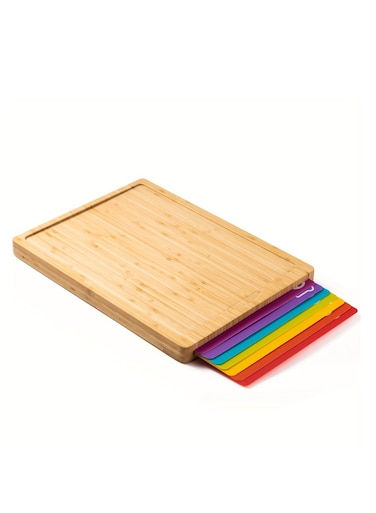 Bamboo Wood Cutting Board Set, Includes 7 Flexible Cutting Board Mats with Food Icons, Kitchen Cutting Board, Easy to Clean, Wooden Cutting Boards For Kitchen, Wooden Chopping Board Set