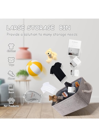 Storage Bins with Sturdy Cotton Handles Fabric Baskets for Organizing Closet Boxes