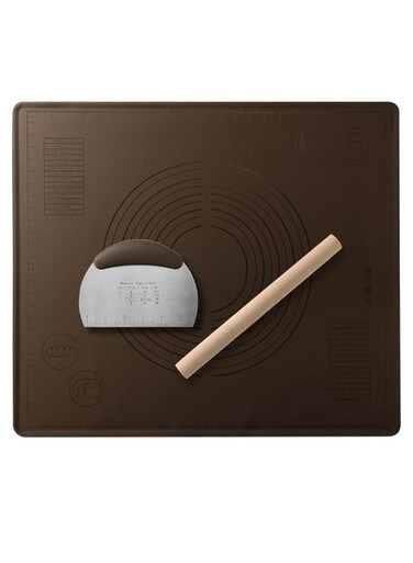 Baking Mat With Dough Bake Pad And Rolling Pin Beige/Brown/White