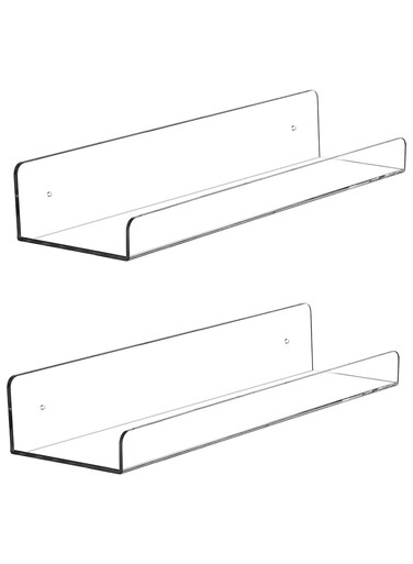 Acrylic Invisible Floating Bookshelf 15 Inch-Pack of 2 transparent