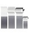 24Piece Stainless Steel Flatware Set Service For 6 Mirror Polished Pink Handle Tableware Cutlery Set Knife Fork And Spoon For Home &amp; Restaurant, Dishwasher Safe Silver Black