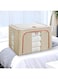 Maykela Clothes Storage Bins Foldable Closet Organizers Storage Containers Clothes Storage Bag Clothes Organizer,Clothes Storage Bins Box Space Saver with See-Through Window Thick Fabric (Beige)