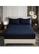 Bedding Fitted Sheet 3-Pcs Super King Size Solid Bed Sheet Set Fits(200x200CM) With Pillowcases And 35 CM Extra Deep Brushed Microfiber Bed Sheet,Navy
