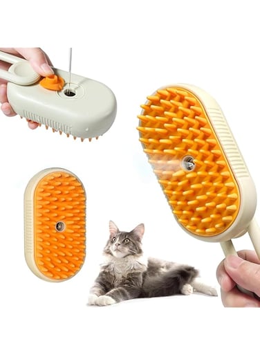 AquaFalcon Cat Steam Brush - Spray Design, 3 in 1 Cat Steamy Brush with Steamer, Pet Spray Hair Comb, Steam Brush for Dogs - Suitable for All Pets -Pet Spray Hair Comb