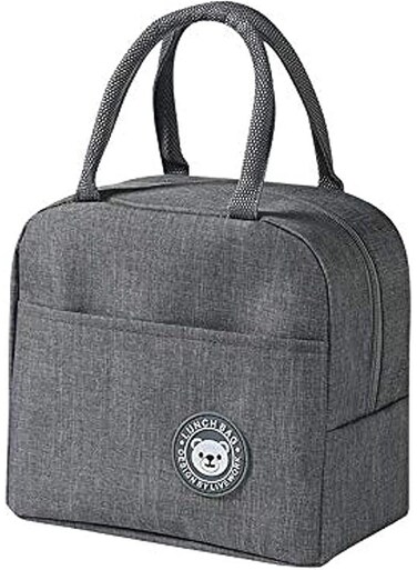 Insulated Lunch Bag Large Capacity Polyester Handbag - Leakproof Cooler Bag - Reusable Lunch Box for Student,Girl, Boy, Men, Women, Outdoor, Office, Picnic ( Grey )