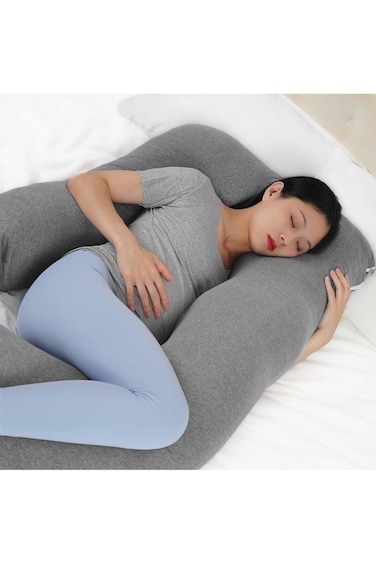 The Moon Brand Organic U-Shaped Pregnancy Pillow - Sleeping Support for Mom to Be - Lump-Free Fillin