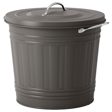 Bin with Lid, Grey, 16 L