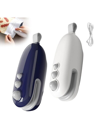 2 mini bag sealing machines with cutter and magnet, mini portable hand-held 2-in-1 bag sealer, rechargeable food bag sealer for sealing and cutting, thermal bag sealers
