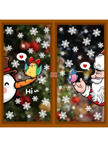 EFACEMER Christmas Window Clings Snowflakes Window Decals Glass Windows Christmas Decorations Indoor Static Window Stickers Holiday Decor Christmas Window Decorations for Home Room Decor (4 Sheets)