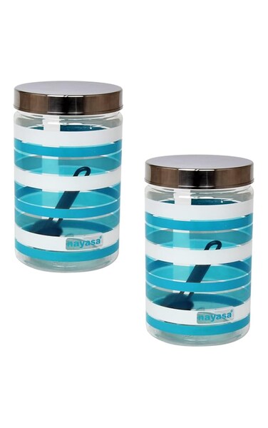 Nayasa Plastic Food Storage Containers for Kitchen, BPA free Plastic Food Container, Assorted Colors, Set of 2Pcs Metallis (1500 ml)