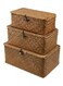 Set of 3 Shelf Basket with Lid for Home Decor Seagrass Storage Baskets Natural Rattan Woven Rectangular Organizer Box