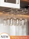 Hanging Cup Rack Metal Wall Mounted Wine Cup Rack Stainless Steel Under Cabinet Wine Rack Glass Holder Hanging Hanger Chrome Stemware Holder for Bar Kitchen