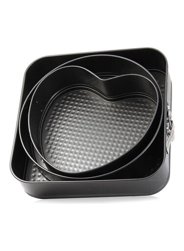 3-Piece Non-Stick Cake Pan Set Black 26x10x26cm