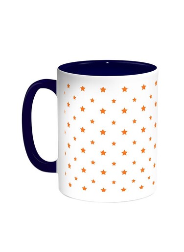 Motifs Of Small And Large Stars Printed Coffee Mug Blue/White