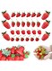 Jemey 30pcs Artificial Strawberry, 5 Size Lifelike Fruit Plastic Strawberries, Fake Fruit Strawberry for Home, Kitchen, Cabinet, Party Decor, Photography Prop