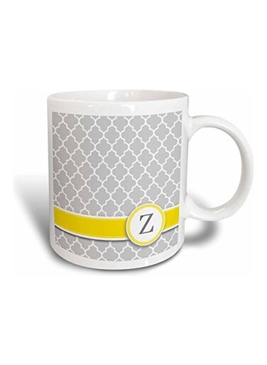 3D Painted Coffee Mug White/Grey/Yellow