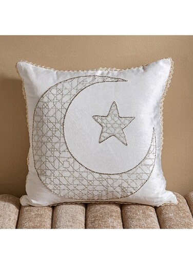 Box Moon and Star Cushion - White Gold - 45x45cm