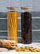 Set of 2 -2200 ML Borosilicate Glass Storage Jar With Airtight Bamboo Lid, Clear Glass Container, Pantry Organizer For Spaghetti, Pasta, Noodles, Coffee, Tea, Sugar etc