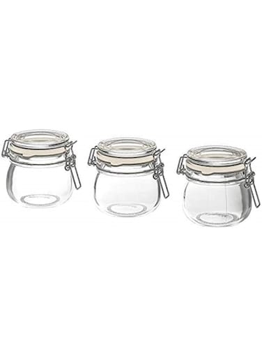 Digital Shoppy IKEA Jar with Lid, Clear Glass, 13 cl (4 oz), 3 Pack