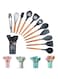 SHOWAY 11 Pcs Silicone Cooking Utensil Kitchen Set, Kitchen Utensils Set with Wood Handles for Nonstick Cookware Set, Great Kitchen Tools