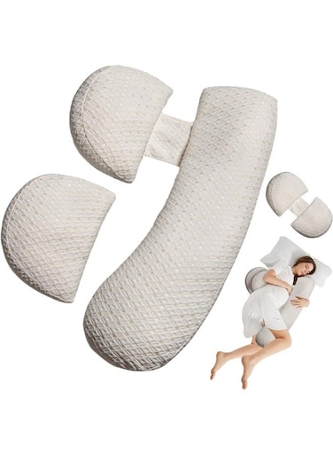 Pregnancy Pillows for Sleeping,Soft Pregnancy Body Pillow Support for Back, Legs, Belly,Hips of Pregnant Women,Maternity Pillow with Adjustable and Removable Cooling Cover&iuml;&frac14;&OElig;White
